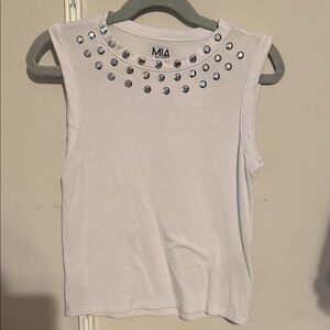 MIA White Tank Top with Silver Studs